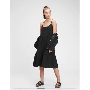 Gap black tiered strappy midi sundress